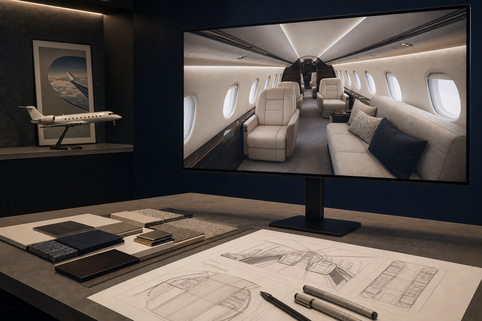 Aircraft interior design and visualisation studies